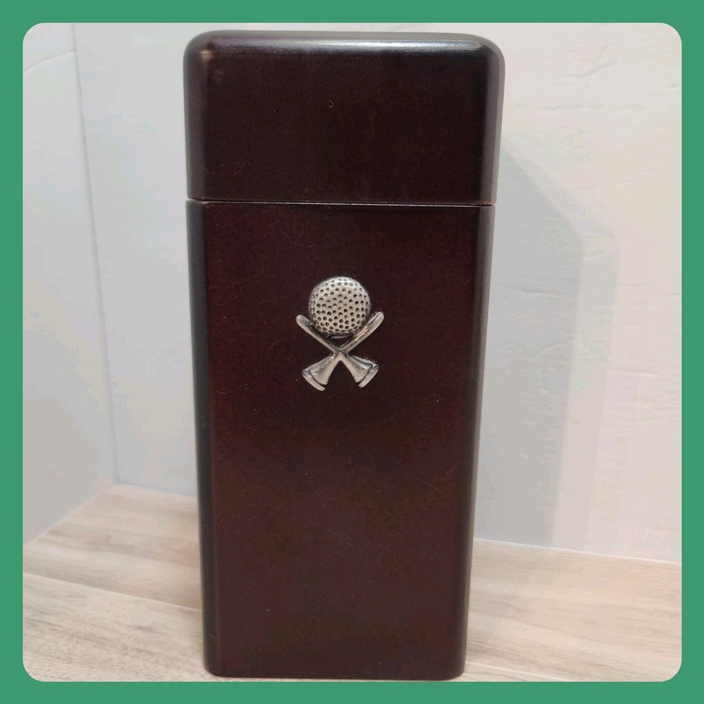 Wooden Desktop Humidor - Golf Theme -Rosewood Finish - 8.25x4x4 - Holds 16 Cigar
